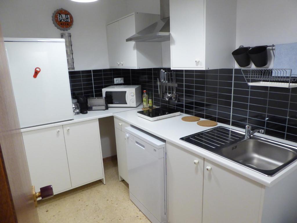 Kuchyň nebo kuchyňský kout v ubytování Apartament Dertosa