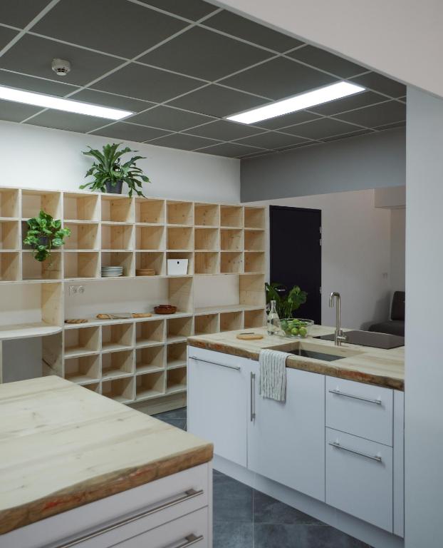 Kuchyň nebo kuchyňský kout v ubytování BodyGo Hostel