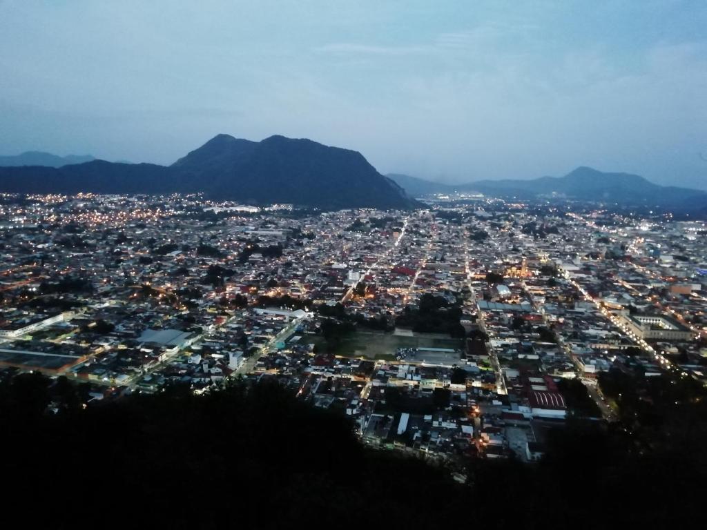 an aerial view of a city at night at Posada de Vick in Orizaba
