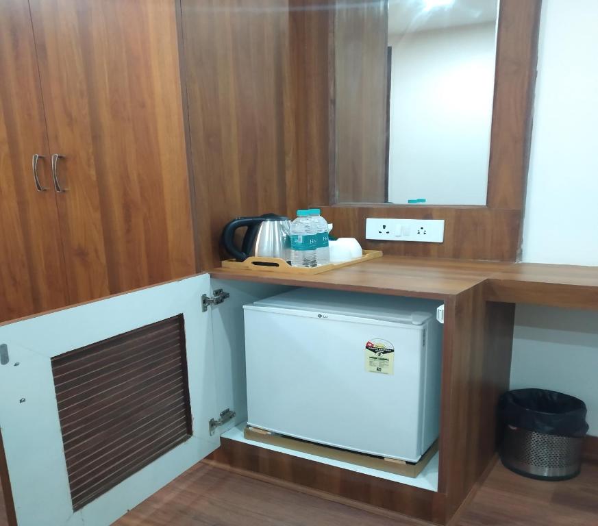 Kuchyň nebo kuchyňský kout v ubytování Hotel Wild Wood