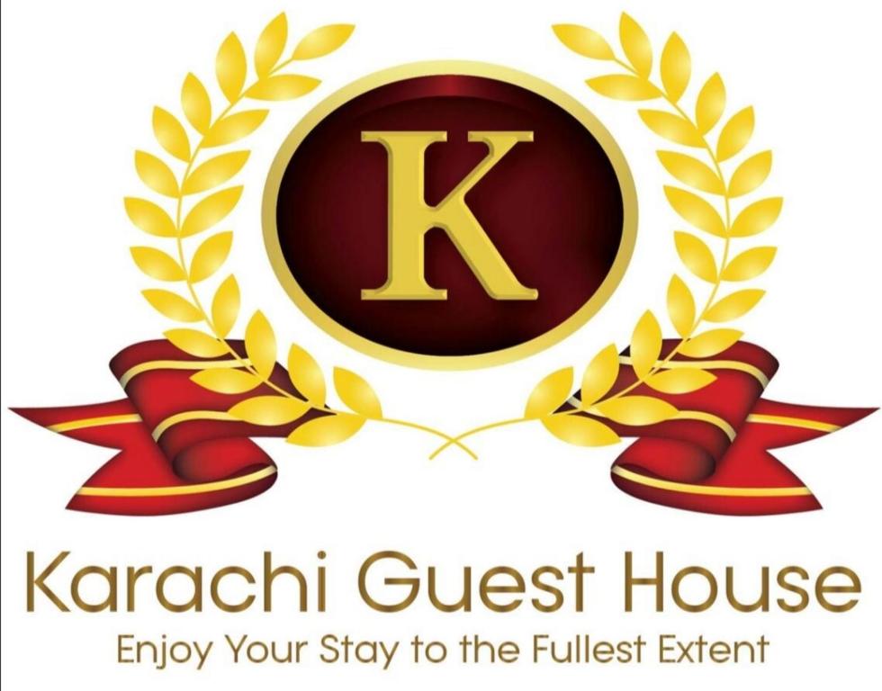 a gold guest house logo with a laurel wreath at Karachi Guest House in Karachi