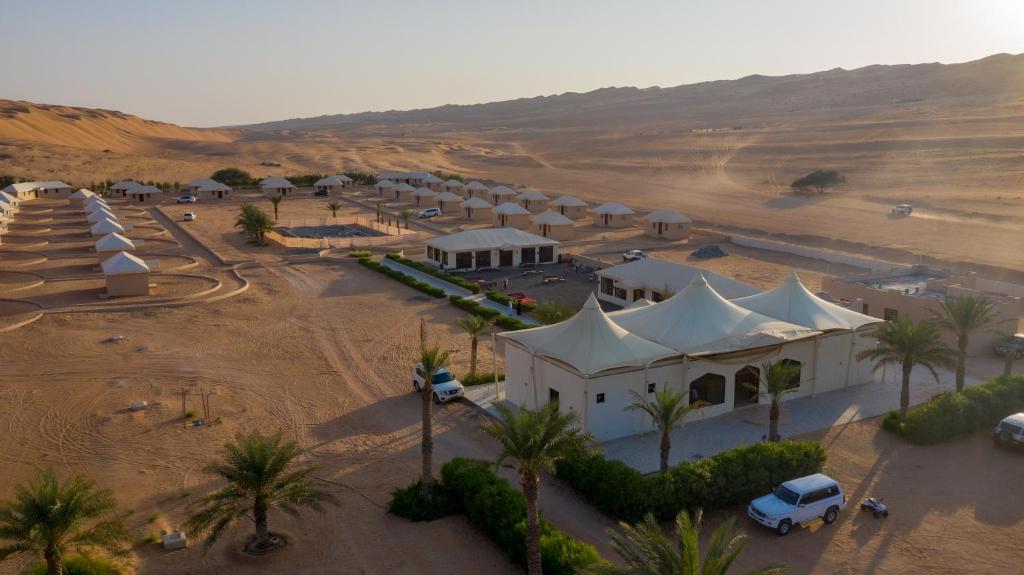 an aerial view of a resort in the desert at Desert Rose Camp in Bidiyah