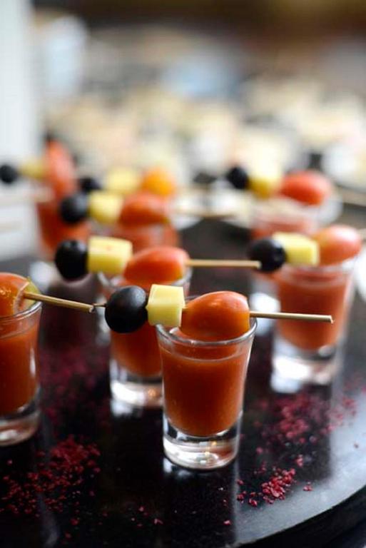 a group of glasses with fruit on a table at Discovery Ancol in Jakarta