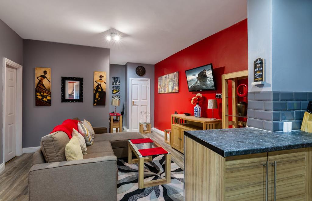 Et tv og/eller underholdning på Stockton Town Centre Spacious Apartment free parking and wifi