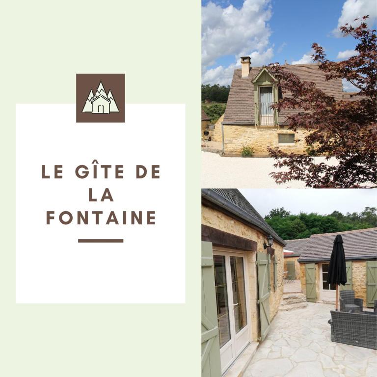 un collage de deux photos d'une maison dans l'établissement Gîte de La Fontaine, à Manobre