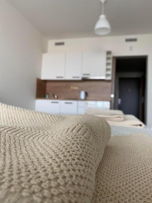 Łóżko lub łóżka w pokoju w obiekcie Apartment David O2 Arena Prague