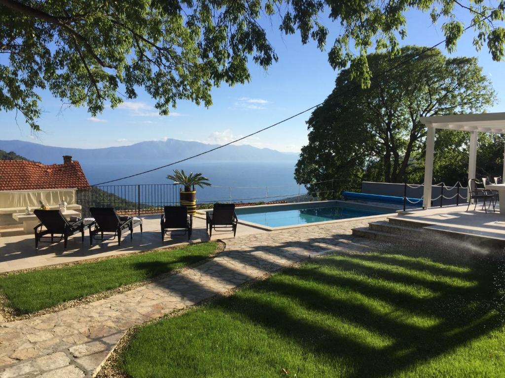 a house with a swimming pool with a view at Villa Ana in Zaostrog