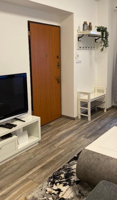 Televízia a/alebo spoločenská miestnosť v ubytovaní Hősök Tornya Apartman