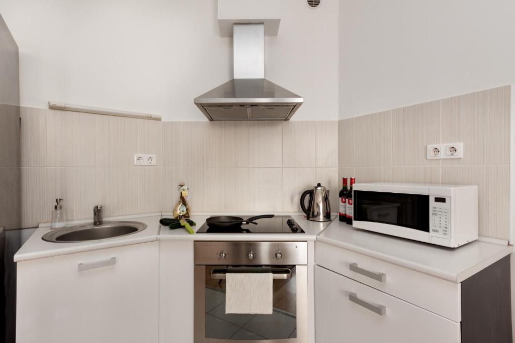 Kuchyňa alebo kuchynka v ubytovaní Corvin Plaza Apartments & Suites