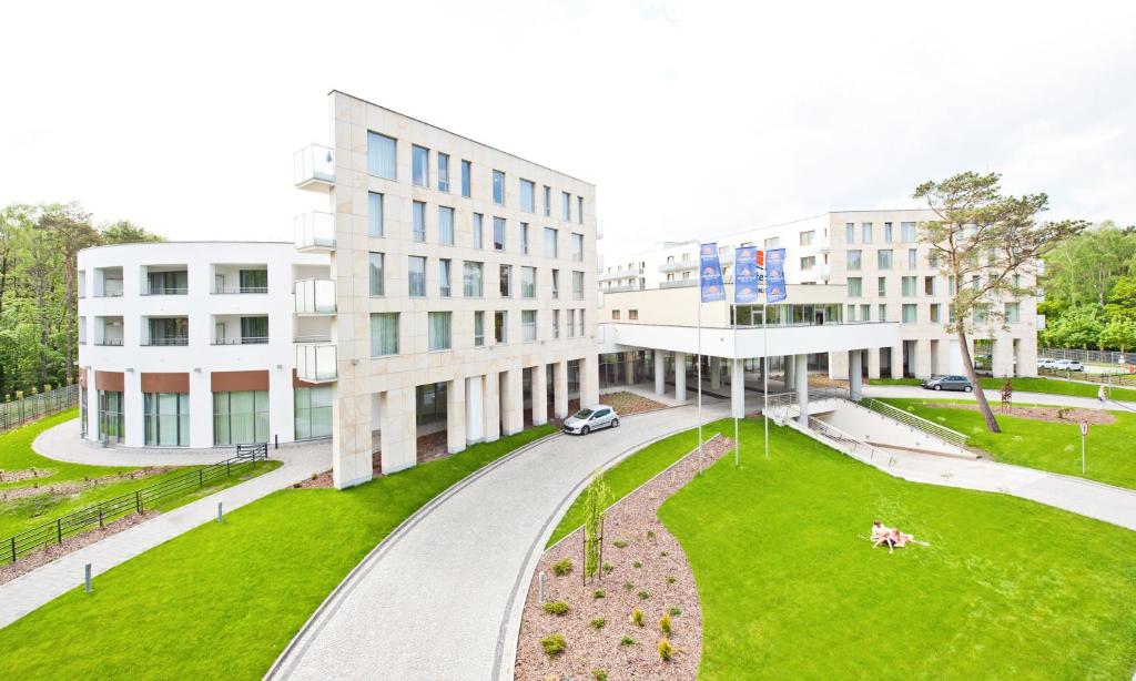 an aerial view of a campus with buildings at Hotel Interferie Medical SPA in Świnoujście