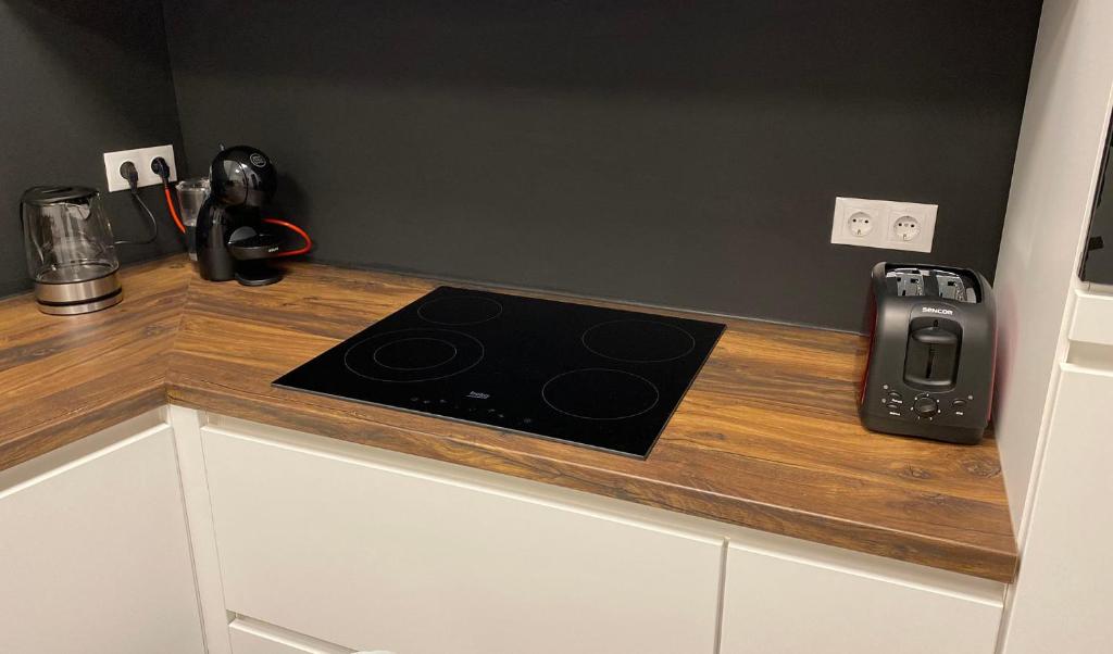 Kuchyňa alebo kuchynka v ubytovaní Hősök Tornya Apartman