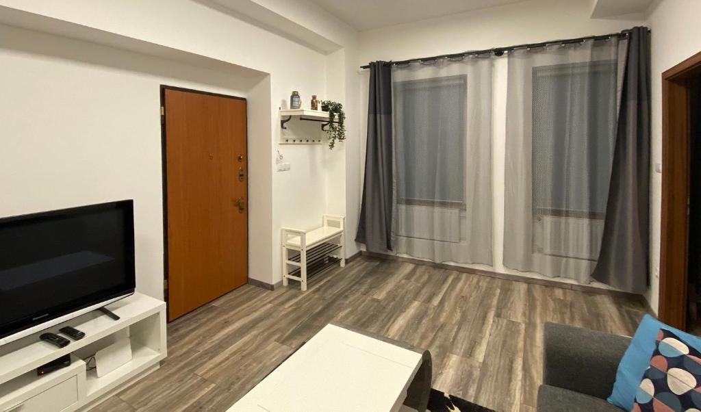 Televízia a/alebo spoločenská miestnosť v ubytovaní Hősök Tornya Apartman