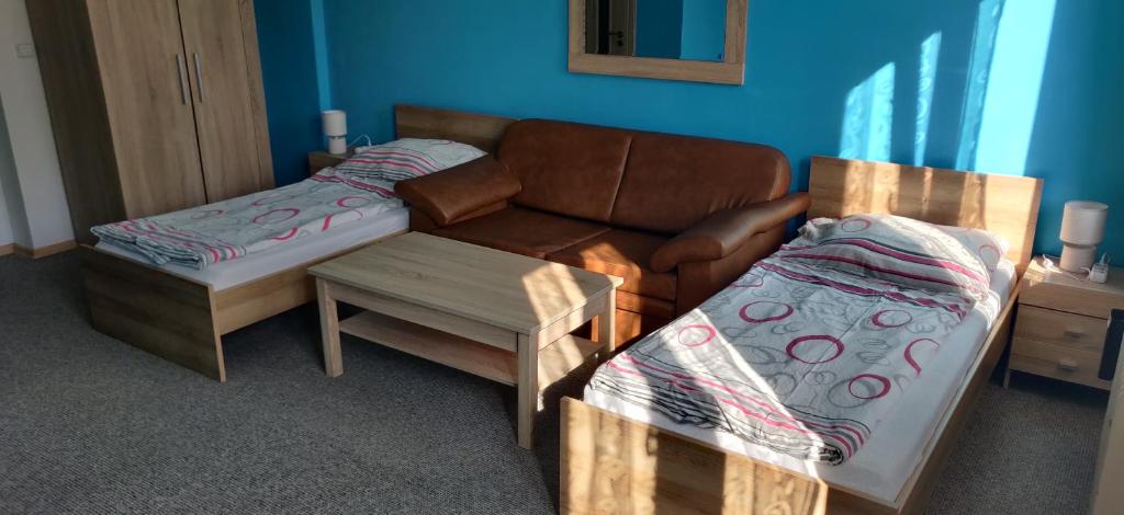 Postel nebo postele na pokoji v ubytování Ubytování u Kováře