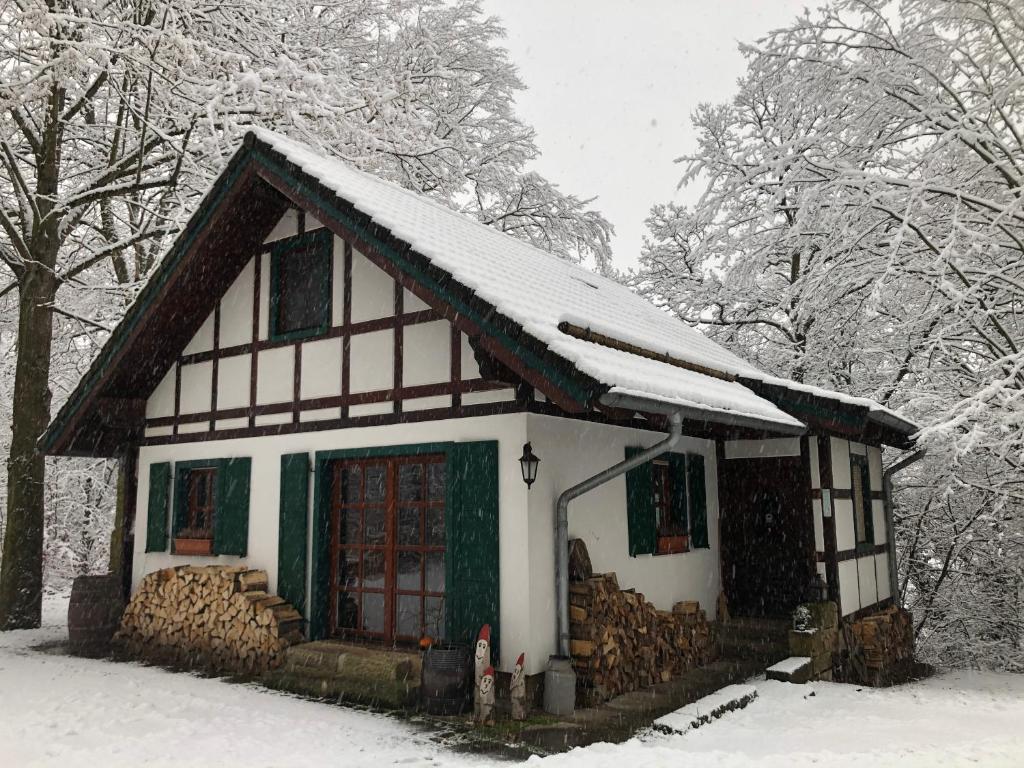 Haus am Wald v zimě
