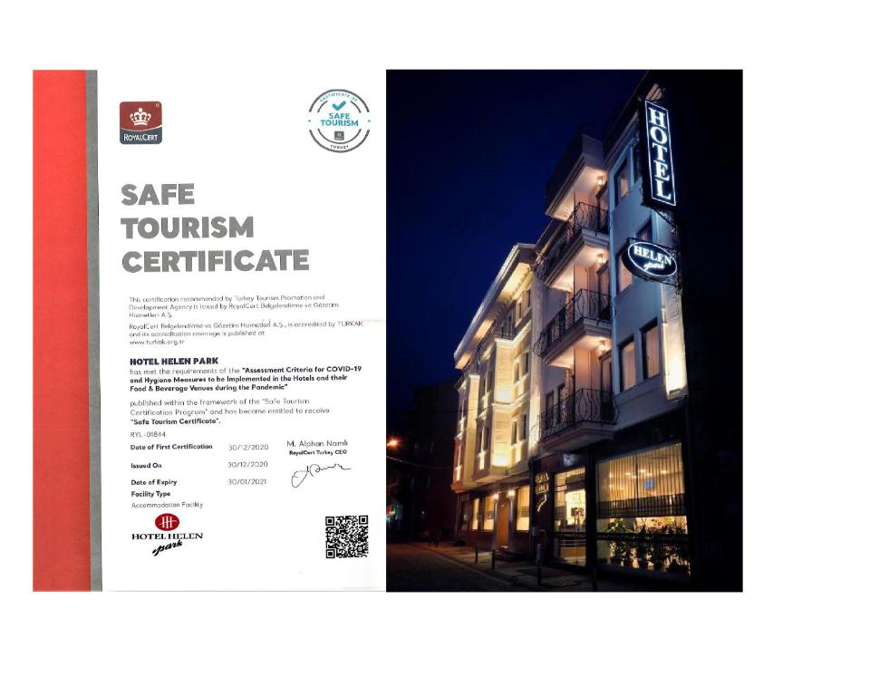 Une page d'une brochure pour un hôtel dans l'établissement Hotel Helen Park, à Çanakkale