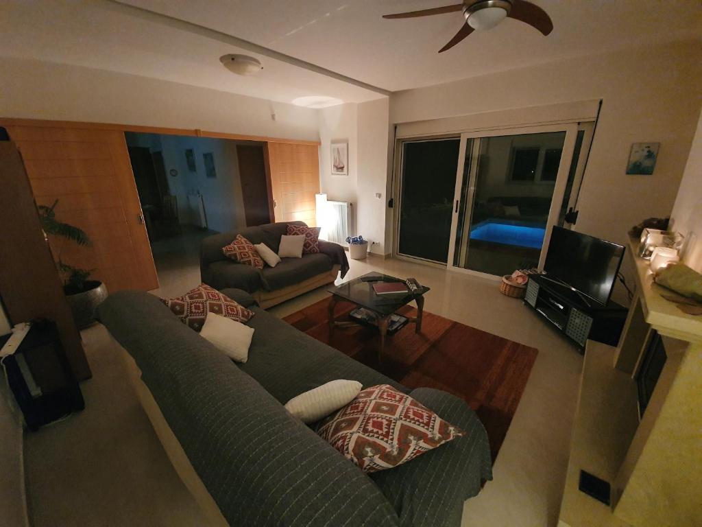 A seating area at Argo Villa Kalives