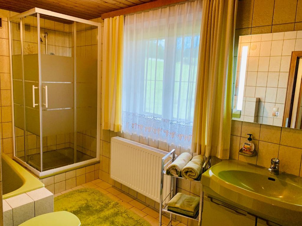 Koupelna v ubytování Haus Asslaber