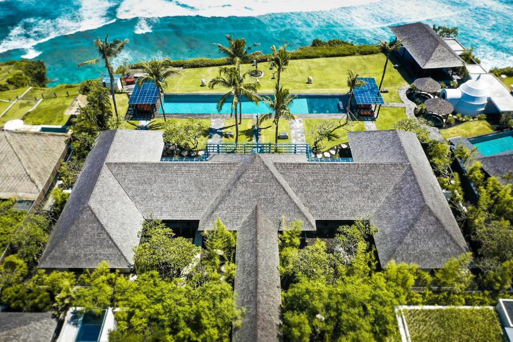 an aerial view of a resort with a swimming pool at The Istana in Uluwatu