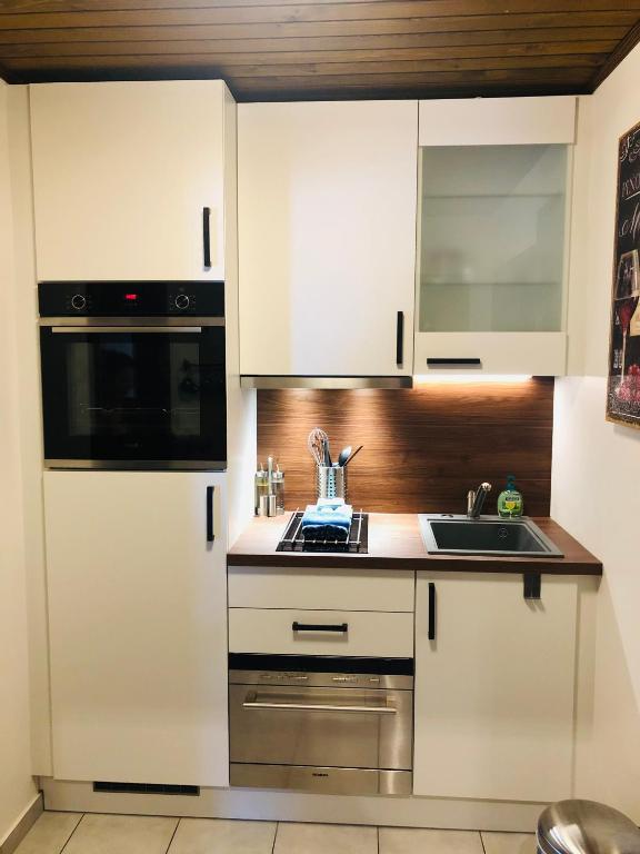 Kuchyň nebo kuchyňský kout v ubytování Schans Appartements