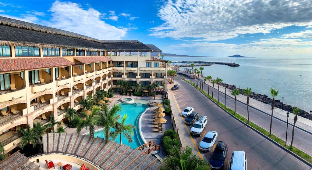 an aerial view of a resort with a swimming pool at La Mision Loreto in Loreto