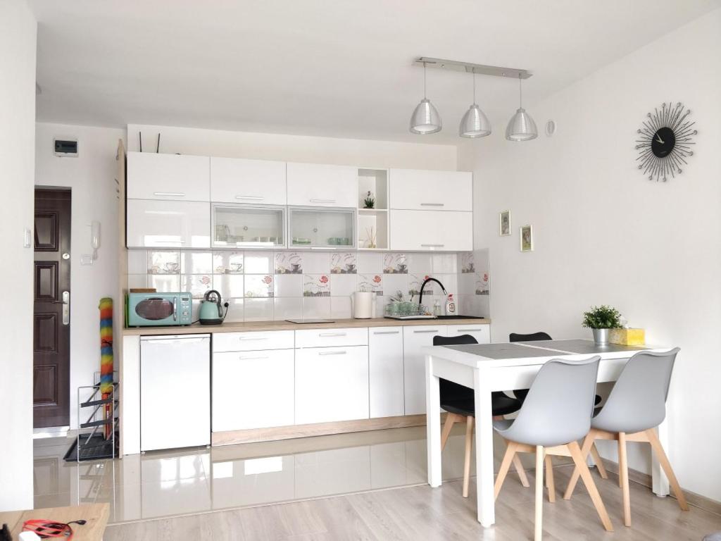 Kuchyňa alebo kuchynka v ubytovaní Apartament Hel Leśna 8