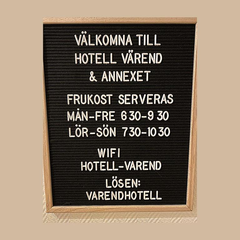 Certifikát, hodnocení, plakát nebo jiný dokument vystavený v ubytování Hotell Värend