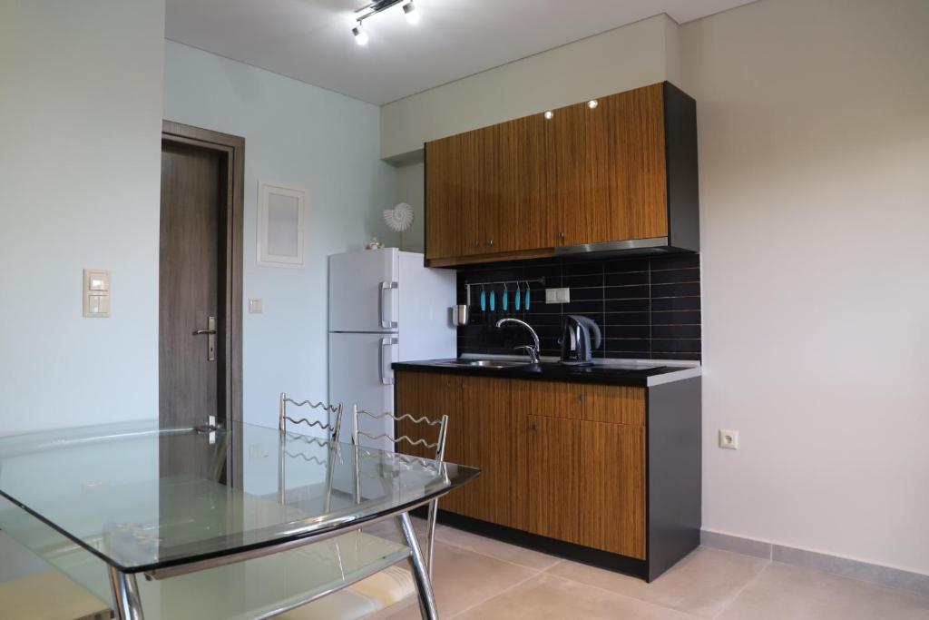 Kuchyň nebo kuchyňský kout v ubytování Deluxe Apartments Andreas