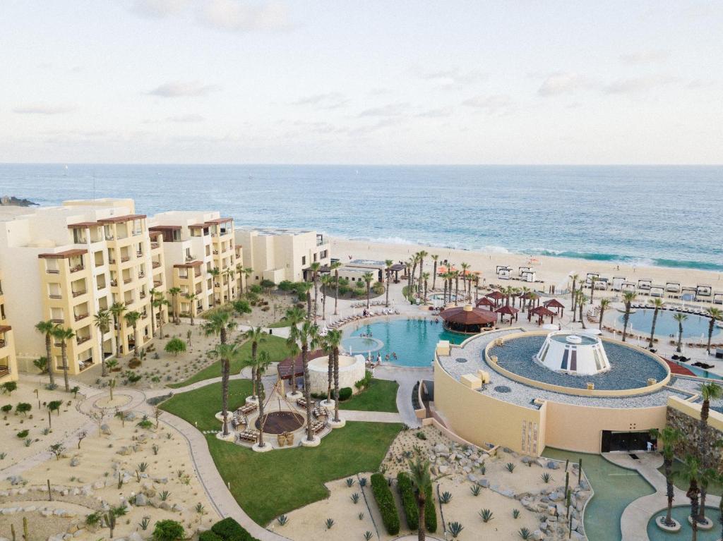 an aerial view of a resort near the ocean at The Towers at Pueblo Bonito Pacifica - All Inclusive - Adults Only in Cabo San Lucas