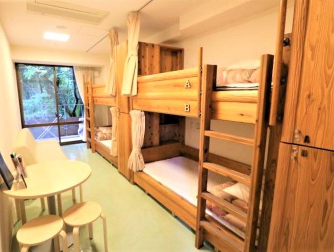 Postel nebo postele na pokoji v ubytování Kyoto Utano Youth Hostel