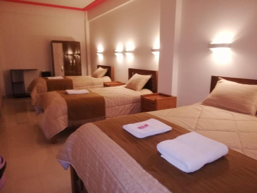 Giường trong phòng chung tại Hotel Los Andes del Sur