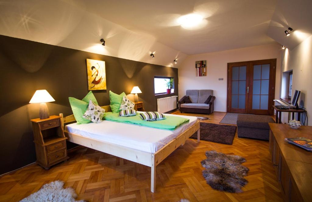 錫比烏的住宿－Villa Townhouse 36 Sibiu，一间卧室,卧室内配有一张大床