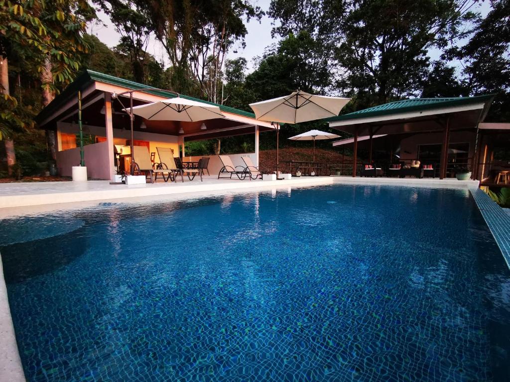 ein großer Pool vor einem Haus in der Unterkunft Casa Odi-SEA in Portalón