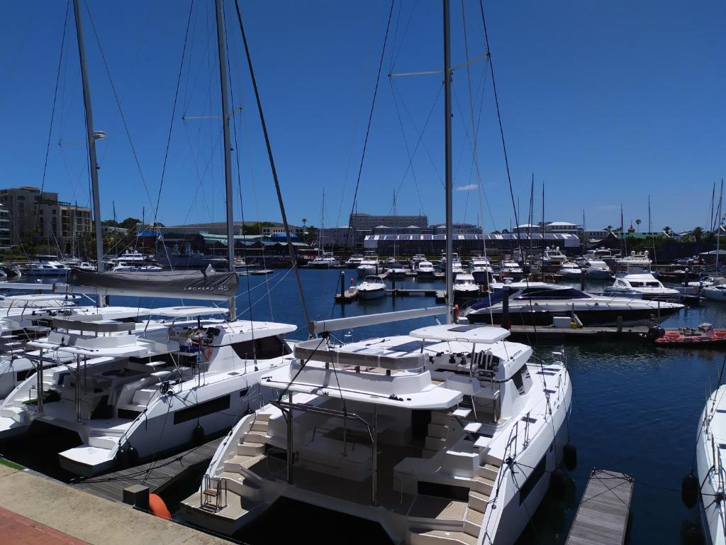 a bunch of boats docked in a harbor at Unique 3 Bedroom in V A Waterfront in Cape Town