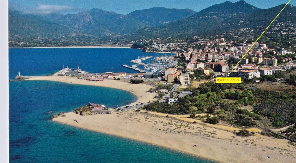 an aerial view of a beach near the water at Marina d'Oro in Propriano