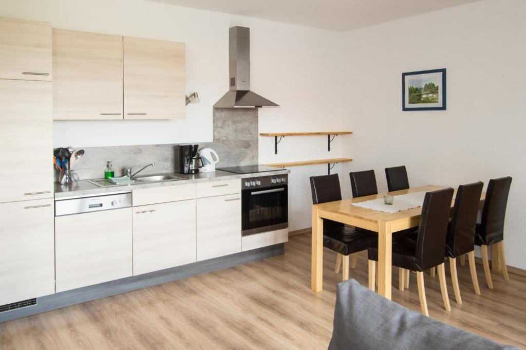 Kuchyň nebo kuchyňský kout v ubytování Familienferienhof Stabauer