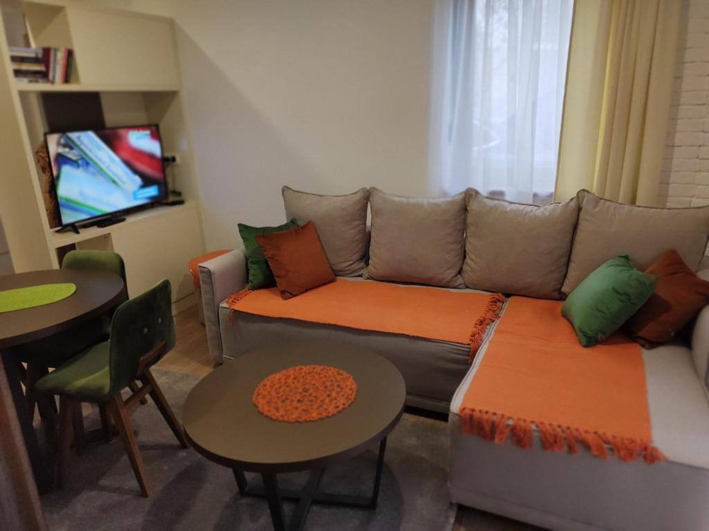 - un salon avec un canapé et une table dans l'établissement Forest Andrijana, à Zlatibor