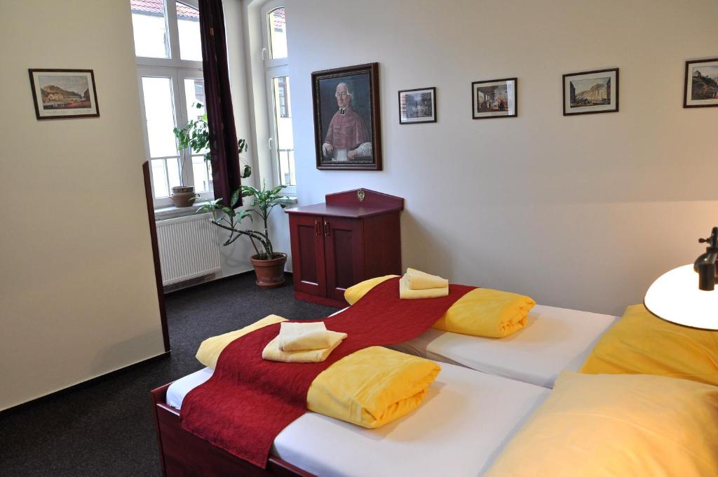 Postel nebo postele na pokoji v ubytování Hotel Císař Ferdinand