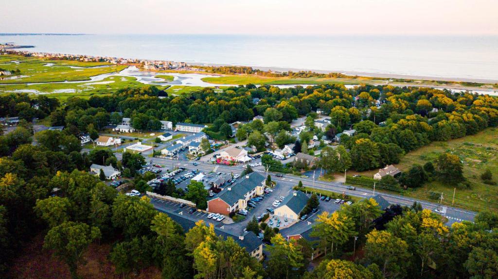 an aerial view of a town next to the ocean at InnSeason Resorts The Falls at Ogunquit in Ogunquit