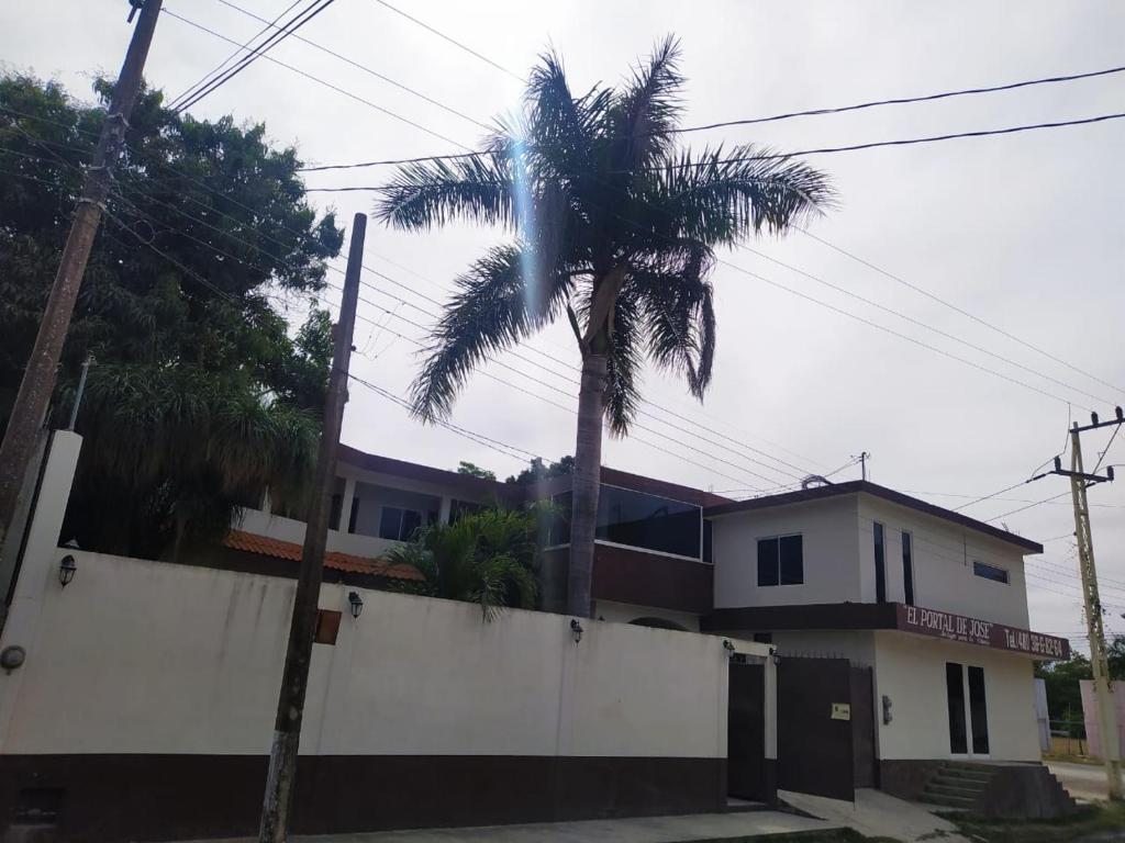 a palm tree in front of a house at Portal de José in Ciudad Valles