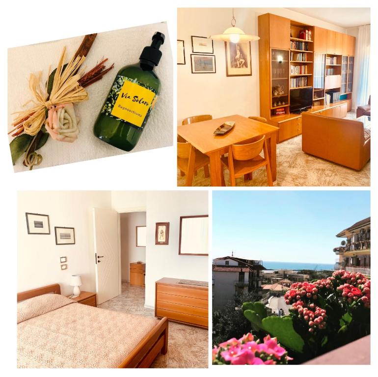 a collage of four pictures of a room at Via Solaro, appartamento in pieno centro in Formia