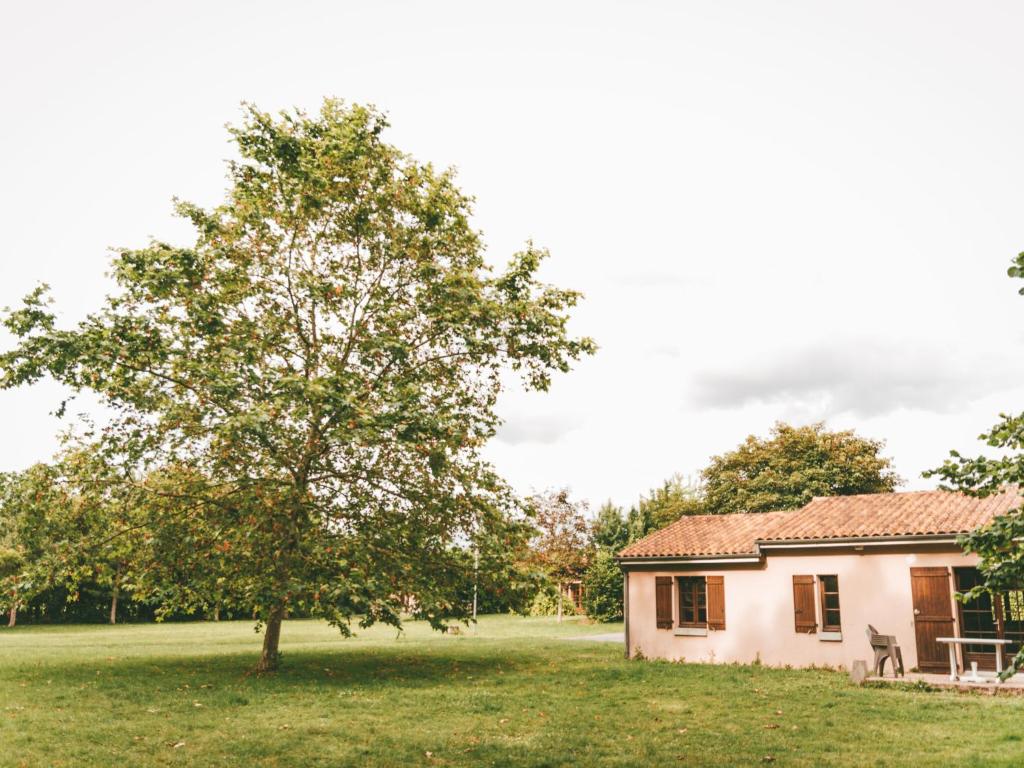 une maison avec un arbre dans la cour dans l'établissement Modern holiday home with dishwasher, in natural region, à Moncontour-de-Poitou