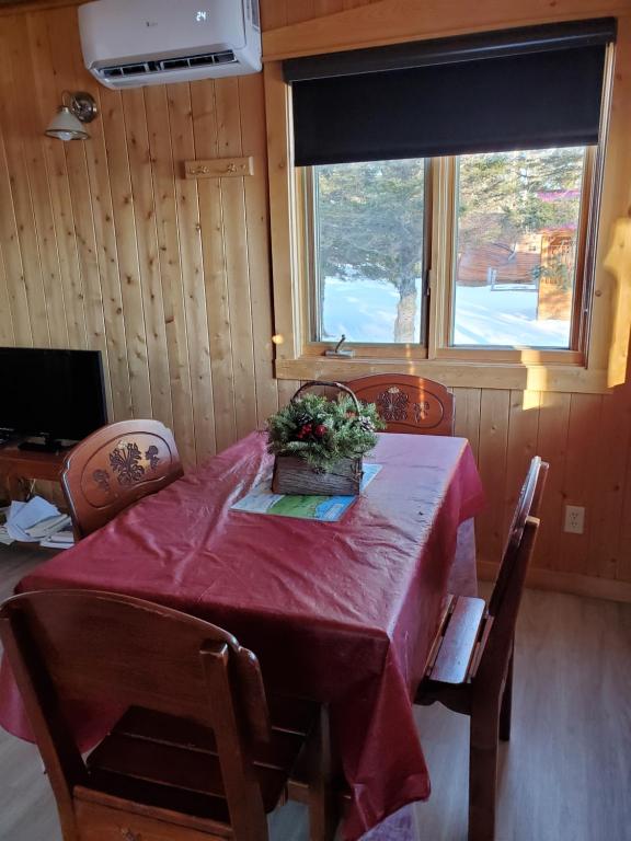 TV a/nebo společenská místnost v ubytování Chalets de l'Anse Ste Helene
