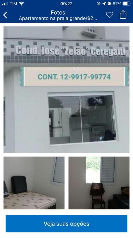  Apartamento na praia grande/$250/vista pro mar/24H portaria