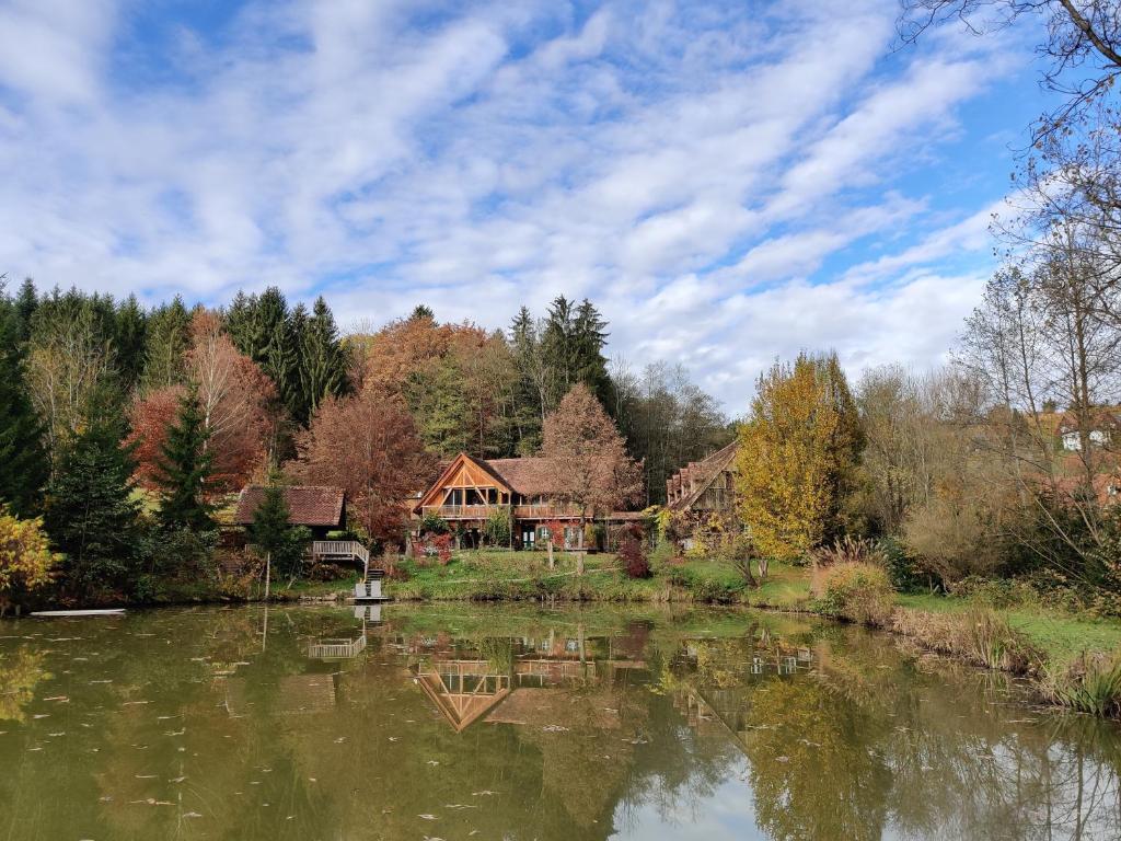 una casa en medio de un lago en Teichwiesn, en Sankt Stefan ob Stainz