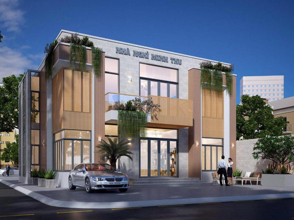 a rendering of a building with a car parked in front at MINH THU MOTEL in An Bình (1)