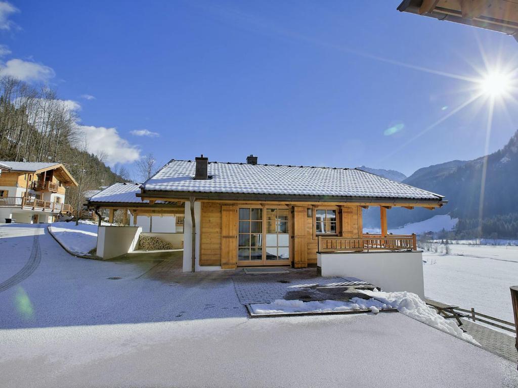 a house is being built in the snow at Chalet in Austria near Ski Lift & Sauna in Wald im Pinzgau