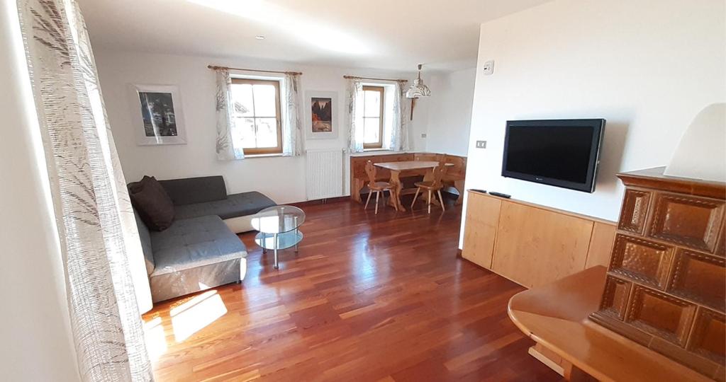 Televízia a/alebo spoločenská miestnosť v ubytovaní Apartment Panorama Val di Non