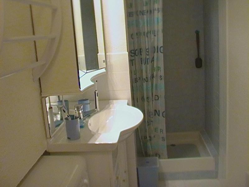 アロスにあるAppartement de type 3のバスルーム(シンク、鏡、シャワー付)