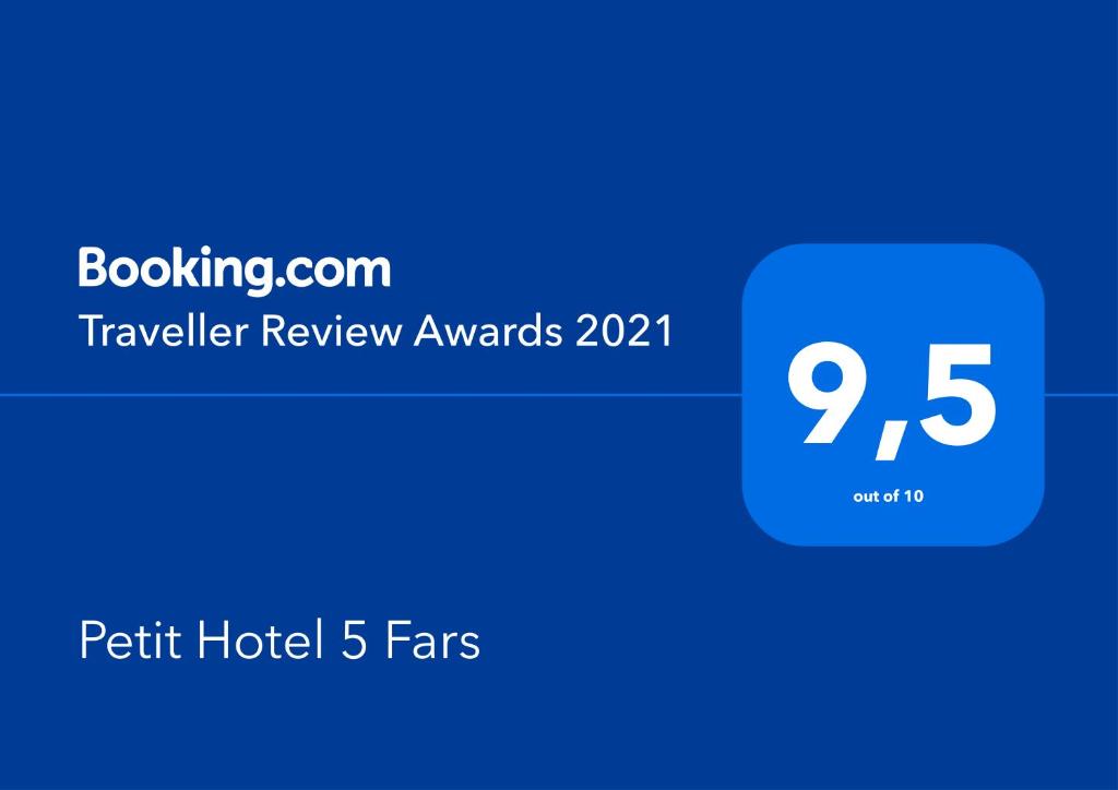 Certifikát, hodnocení, plakát nebo jiný dokument vystavený v ubytování Petit Hotel 5 Fars