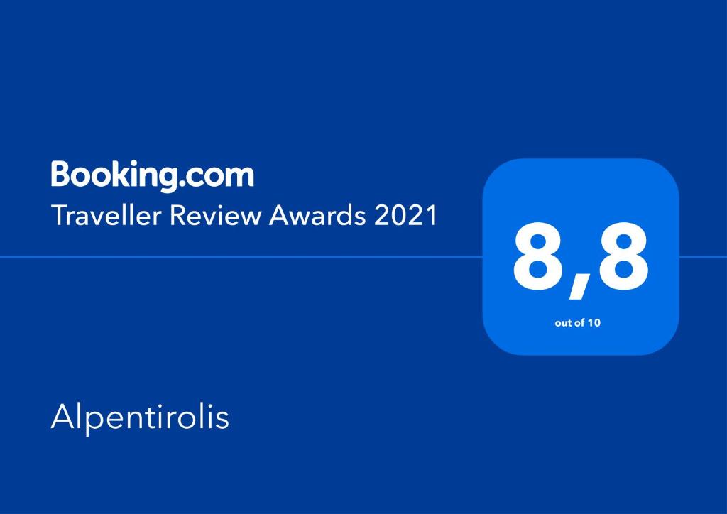 Certifikát, hodnocení, plakát nebo jiný dokument vystavený v ubytování Alpentirolis